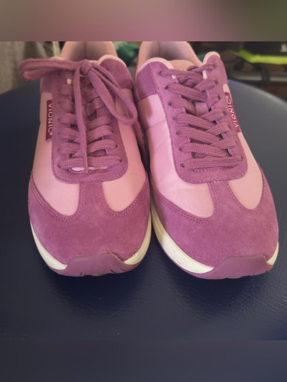 Vionic Breilyn Women's Two-Tone Pink/Mauve Suede Sneakers - Picture 3 of 8